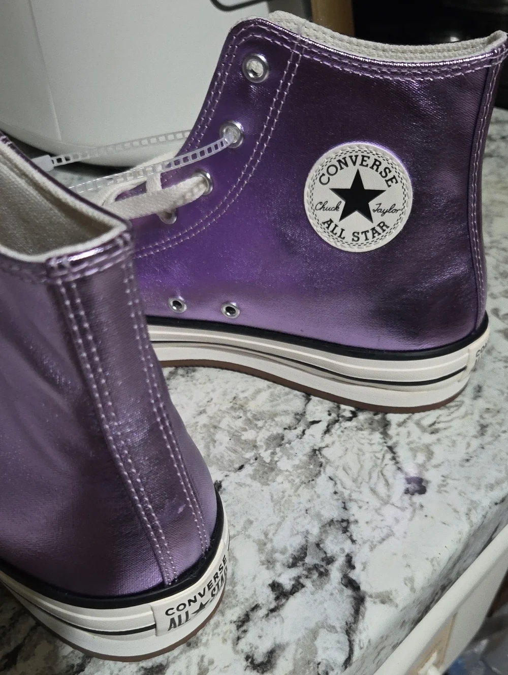 Converse Big Kids Metallic Purple High-Top Sneakers NEW!!!